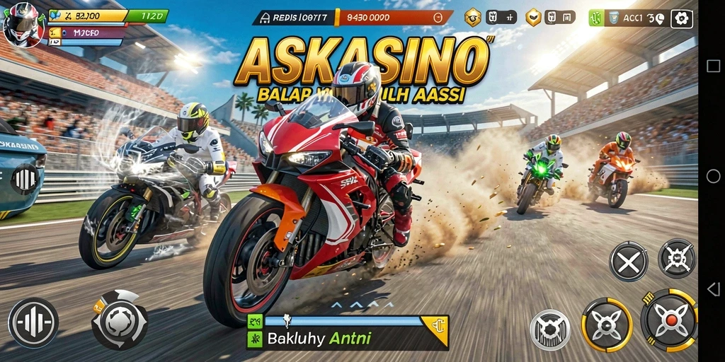 Gameplay balap motor yang mendebarkan dan penuh aksi.