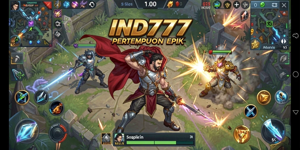Tangkapan layar gameplay IND777 menampilkan pertempuran tim yang seru.