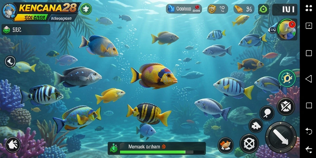 Screenshot gameplay KENCANA28 menampilkan aksi menembak ikan.