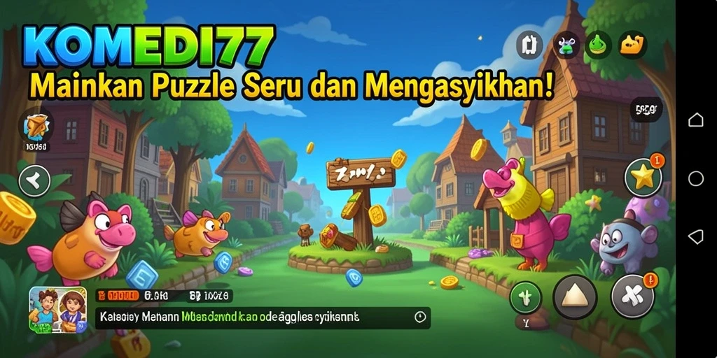 Screenshot utama KOMEDI77 menampilkan gameplay Puzzle yang seru dan menantang.