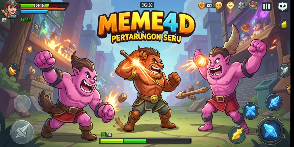 Gameplay seru dengan karakter unik dalam pertarungan.