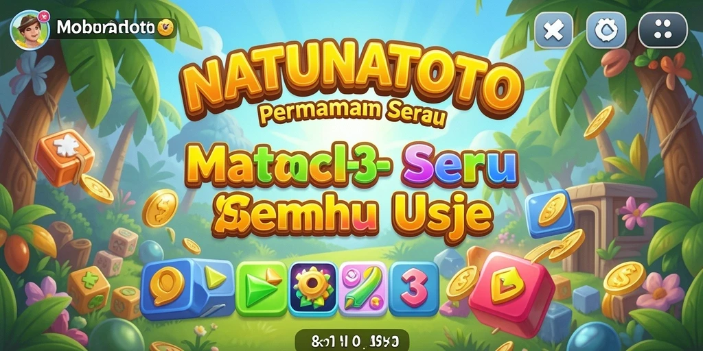 Tampilan seru gameplay NATUNATOTO dengan tantangan Match-3 yang menawan.