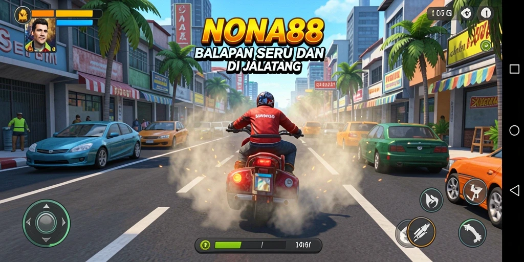 Screenshot menampilkan aksi balapan seru di <strong>NONA88</strong>.