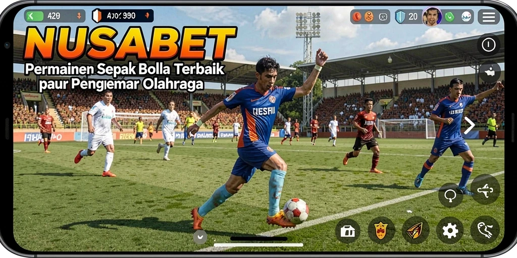 Screenshot NUSABET menampilkan aksi seru pertandingan sepak bola.