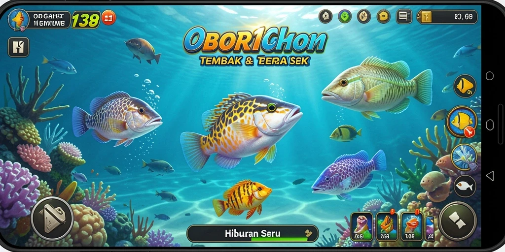 Screenshot menampilkan aksi seru gameplay Tembak Ikan OBOR138.