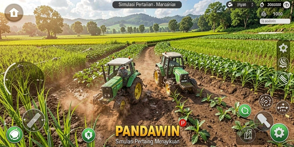 Tampilan gameplay <strong>PANDAWIN</strong> yang seru dan interaktif dalam pertanian.