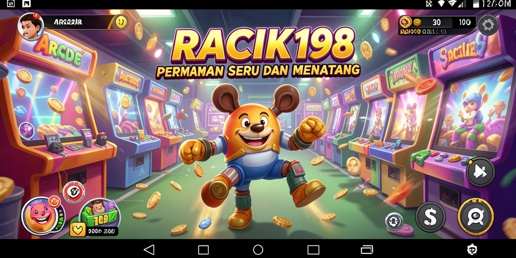 Screenshot menunjukkan gameplay penuh aksi dari RACIK198.