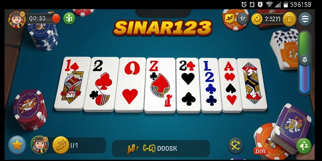 Screenshot gameplay SINAR123 menampilkan aksi bermain Domino yang seru.