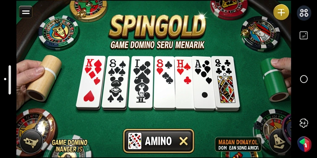 Tampilan gameplay SPINGOLD yang menegangkan dan menyenangkan saat bermain Domino.