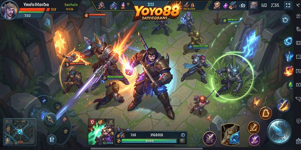 Gambaran gameplay mendebarkan di arena pertempuran YOYO88.